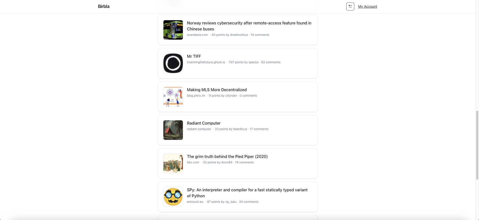 Birbla homepage