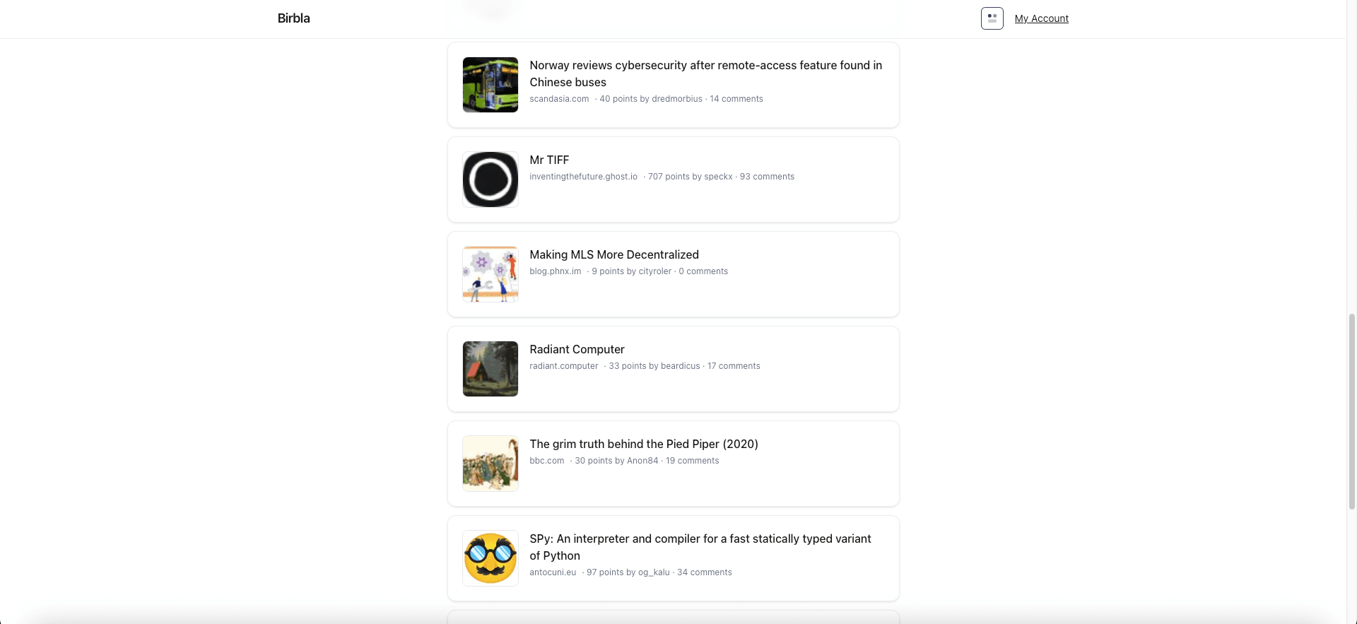 Birbla homepage